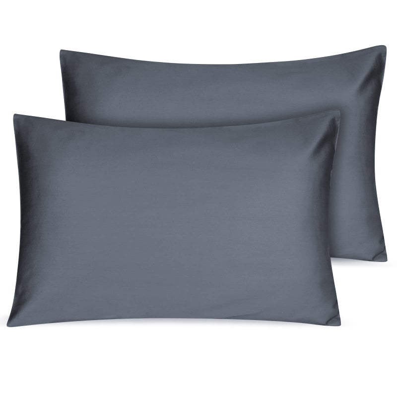 LULUSILK Organic Cotton Toddler Pillowcase 2 Pack, 14 x 20 Travel Pillow Case Cover for Babies, Kids, Boys and Girls, Soft and Breathable Small Pillow Cases with Envelope Closure, Dark Grey - Image 1